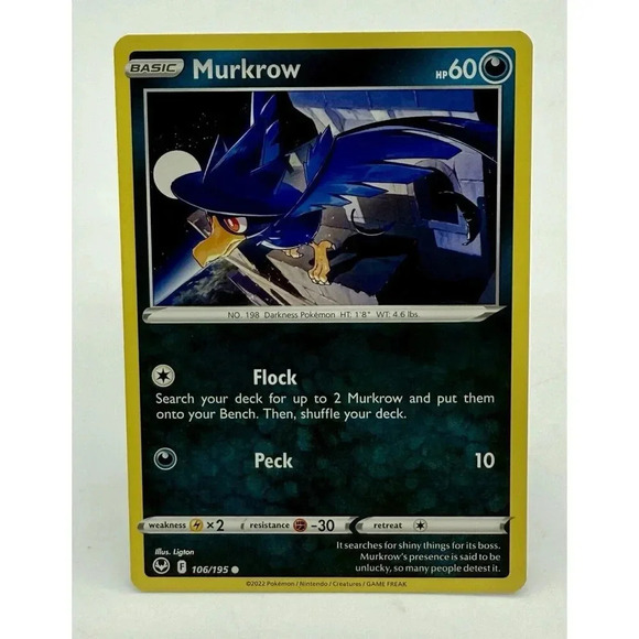 Murkrow 106/195 SWSH: Silver Tempest Non-Holo Pokémon‎ TCG Mint Unplayed - Picture 1 of 6